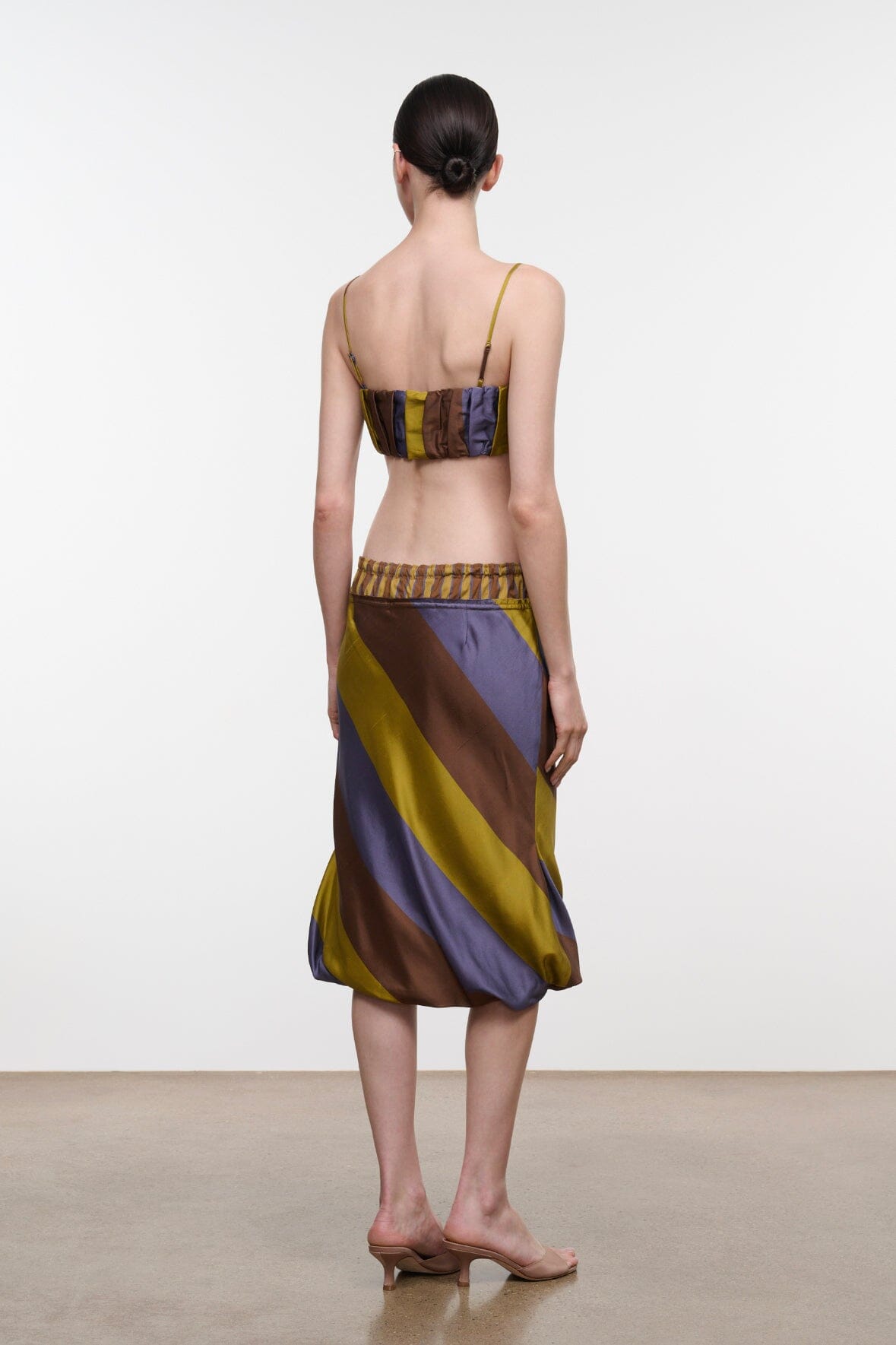 ODETTE SILK SKIRT | SIENNA STRIPE CIGAR STRIPE