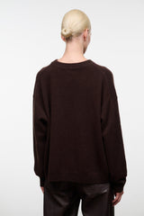 SERRANO CASHMERE RELAXED CREW | DARK CHOCOLATE
