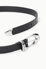 MOON BUCKLE BELT | BLACK CROCO