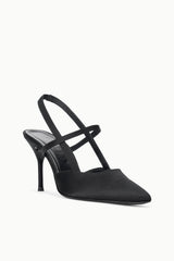 SEBASTIAN HIGH HEEL SLINGBACK | BLACK SATIN