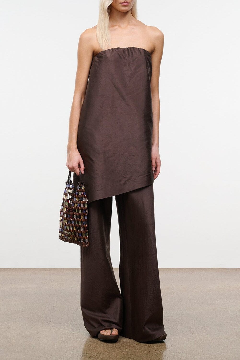 GEORGIA CONVERTIBLE SILK DUPIONI TOP | EARTH