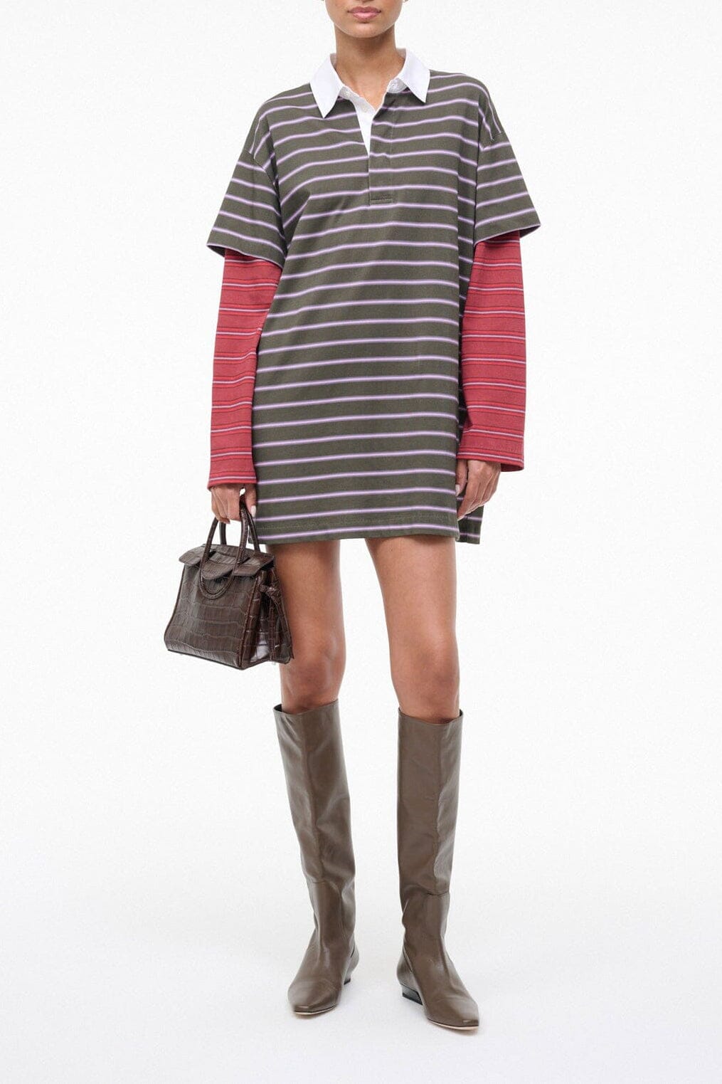 IVAR DRESS | PINE STRIPE BURGUNDY STRIPE